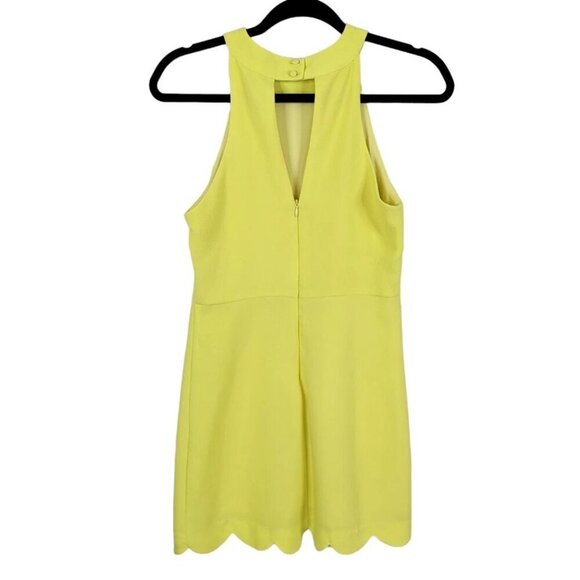 Lulus Mini Dress Size S Neon Yellow Scalloped Hem Cut Out Back Favorite Feeling - Picture 3 of 9
